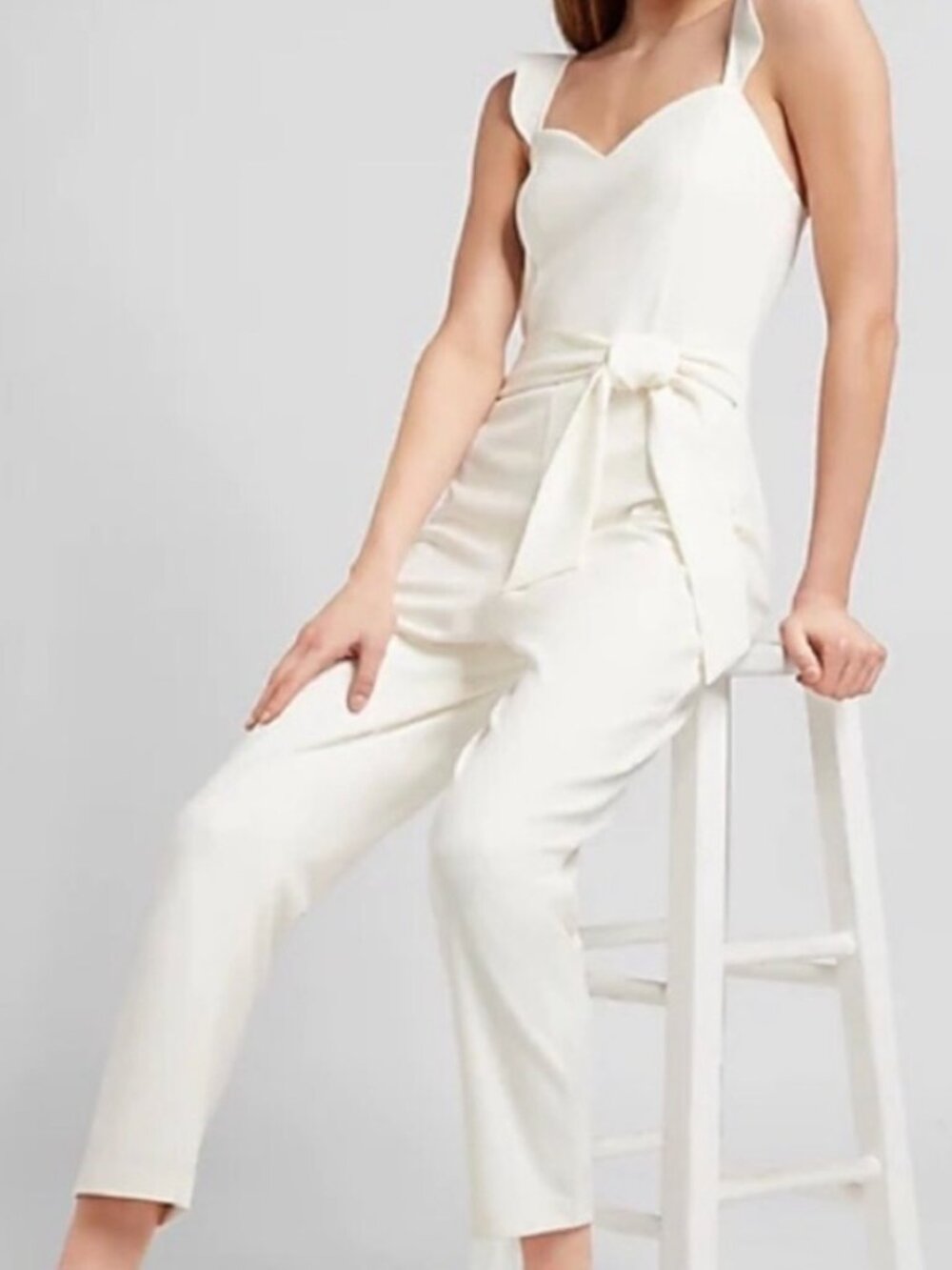 Belted ruffle strap sweetheart jumpsuit sz XL